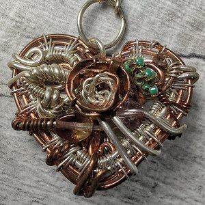 Copper/Sterling Dual-Sided OOAK Handmade Steampunk Heart Necklace